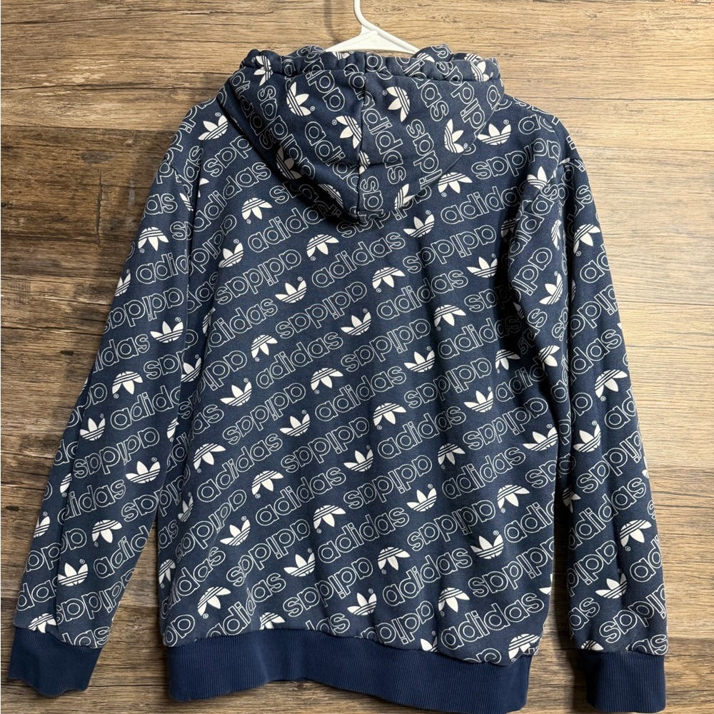 Adidas Women's Navy Blue Full Zip Logo Hoodie - Picture 2 of 7